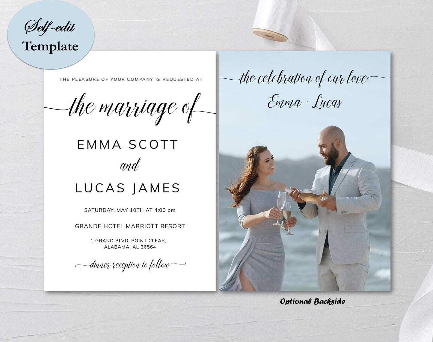 Printable Wedding Invitation Template - Digital Doc Inc