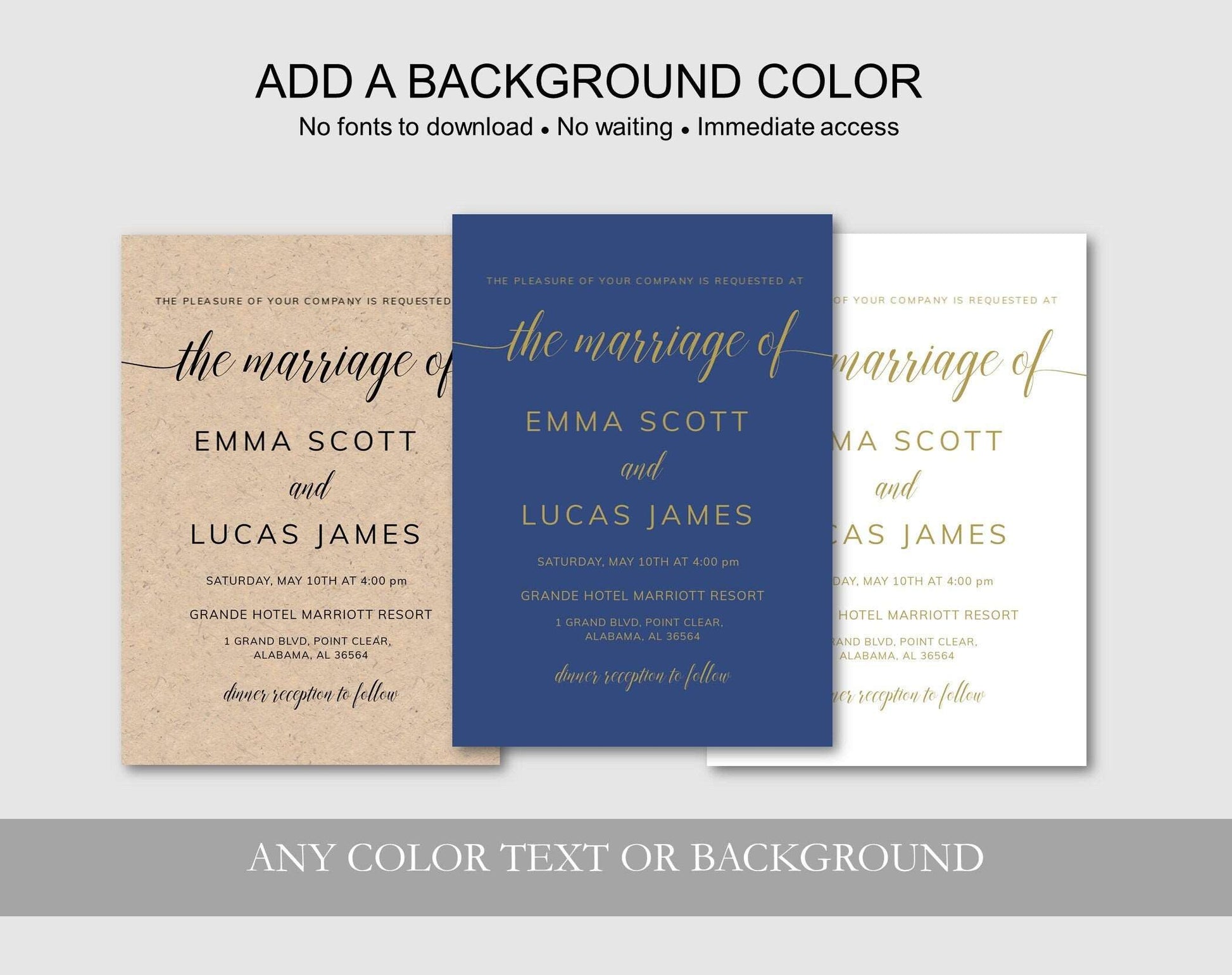 Printable Wedding Invitation Template - Digital Doc Inc