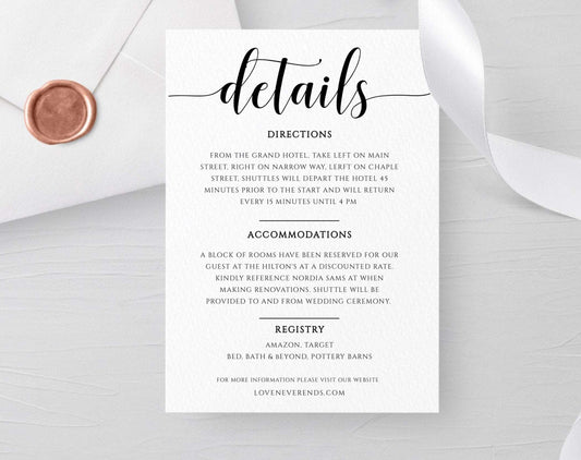 Wedding Details Cards - Digital Doc Inc