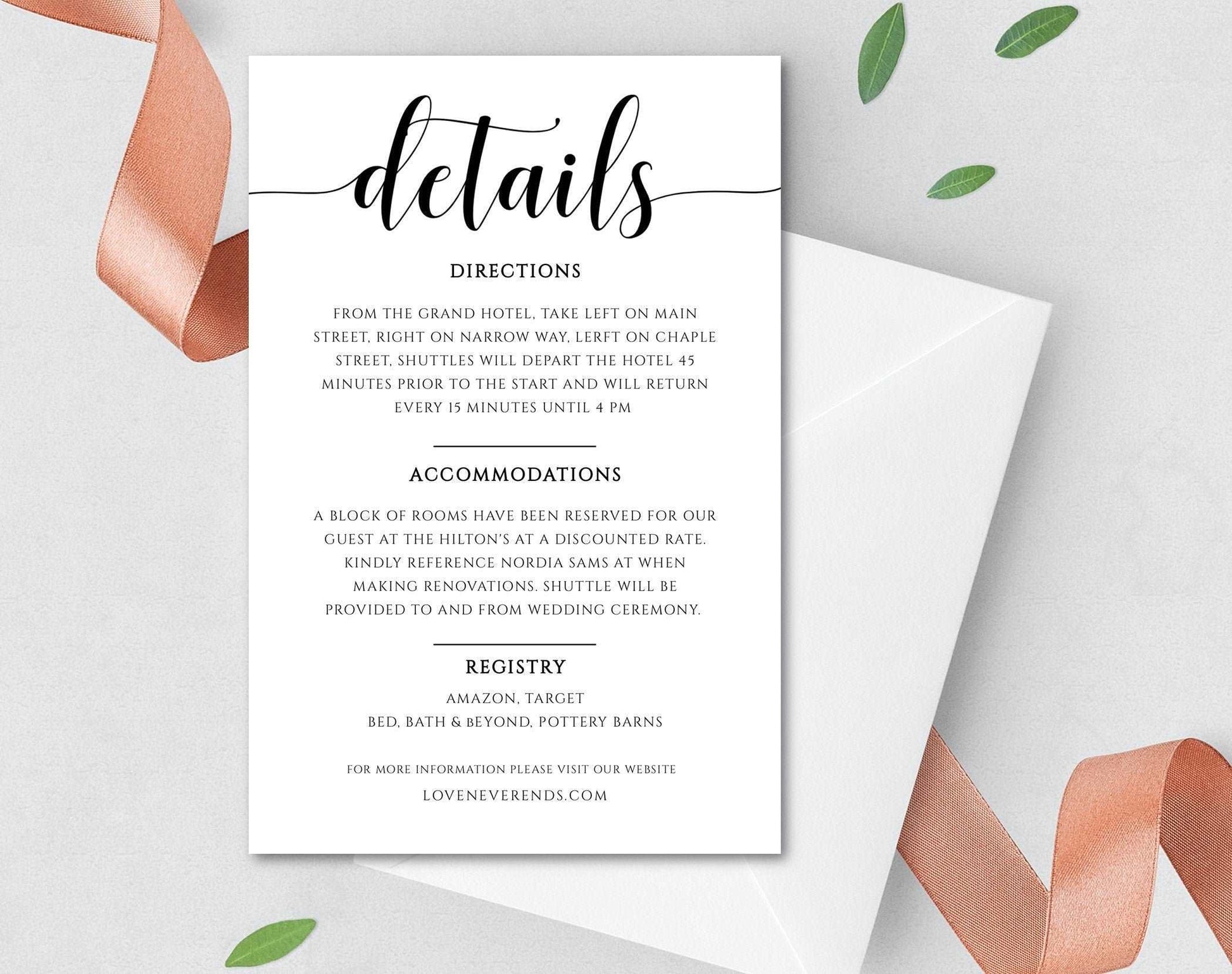 Wedding Details Cards - Digital Doc Inc