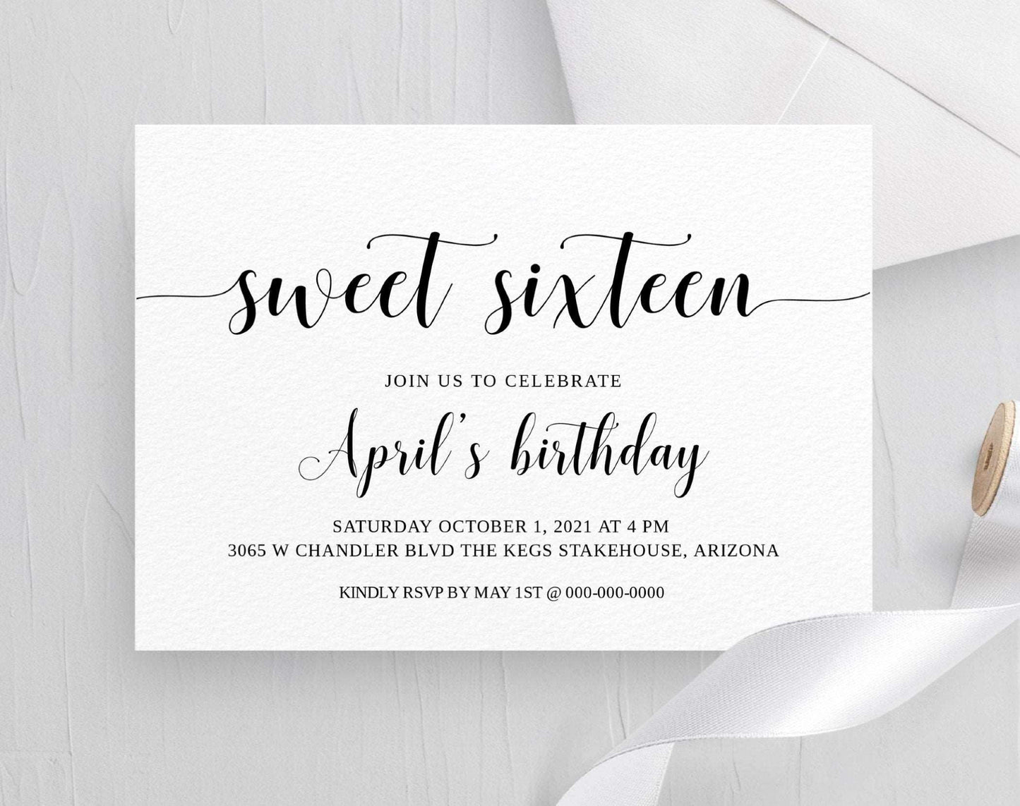 Sweet 16 Birthday Invitation Template - Digital Doc Inc