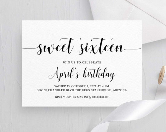 Sweet 16 Birthday Invitation Template - Digital Doc Inc
