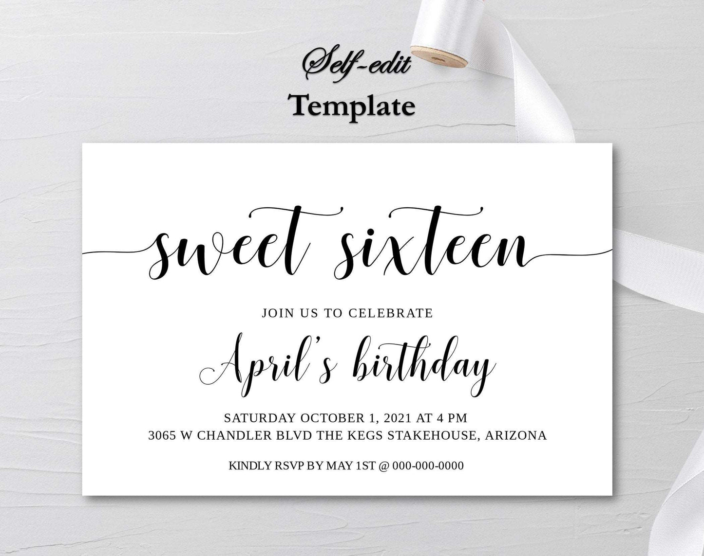 Sweet 16 Birthday Invitation Template - Digital Doc Inc