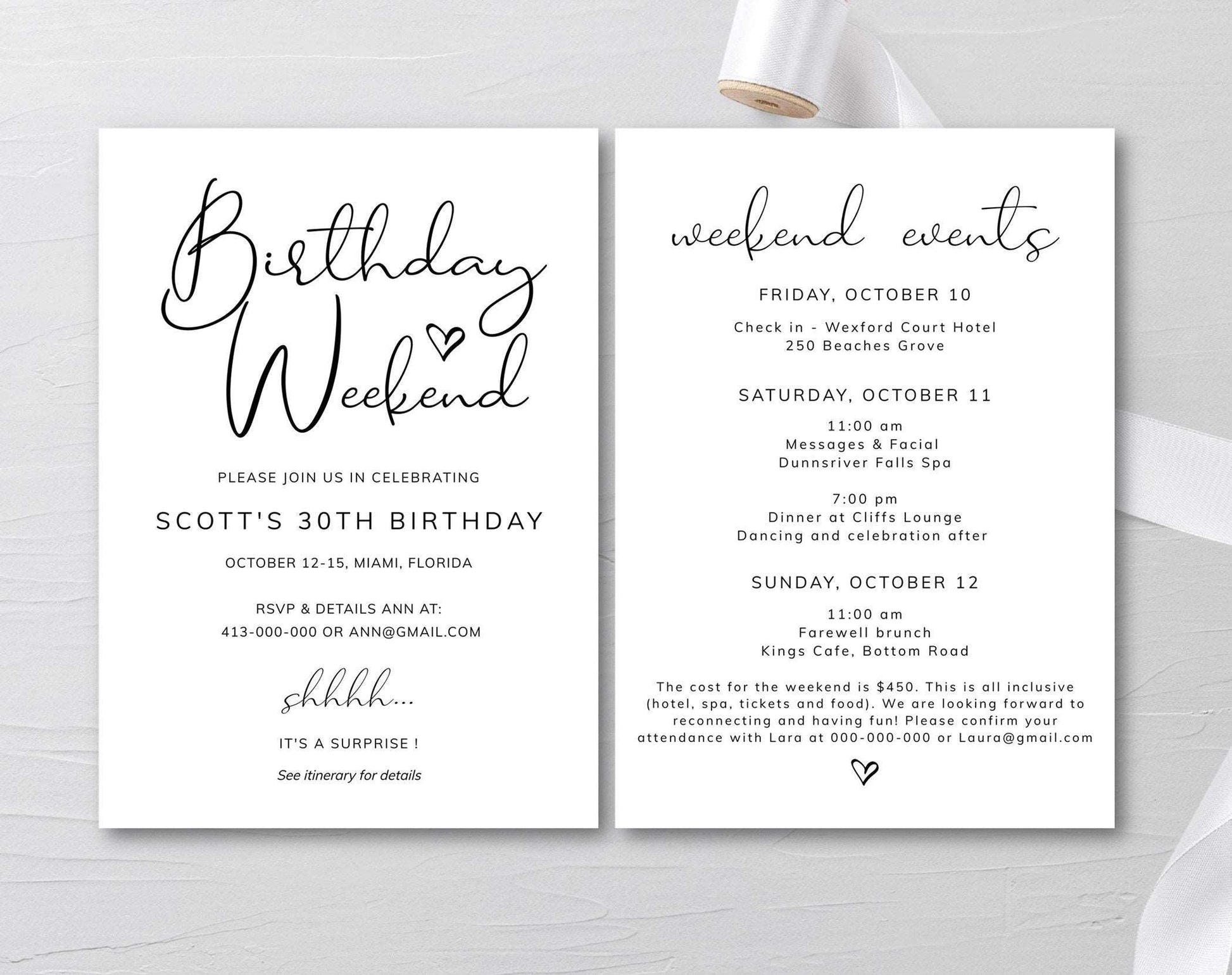Birthday Invitation Itinerary Template – Digital Doc Inc