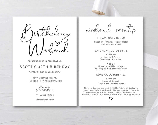 Birthday Invitation Itinerary Template - Digital Doc Inc