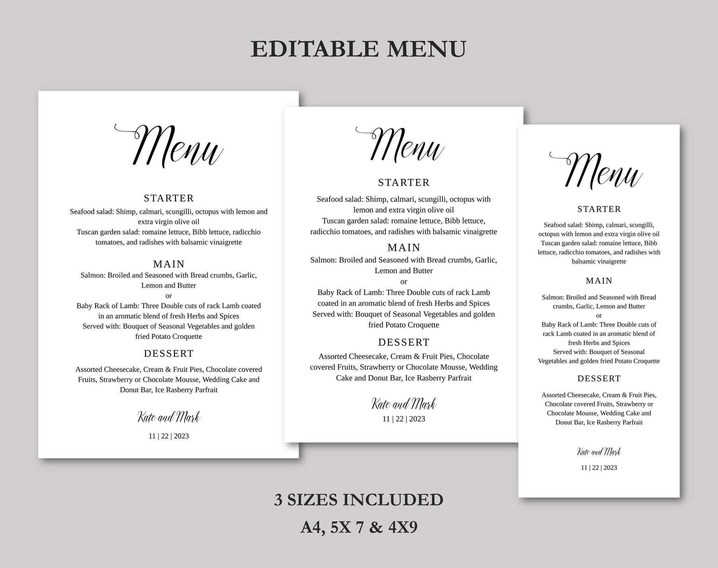 Menu Template - Digital Doc Inc