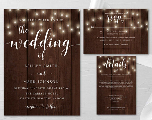 Rustic Wedding Invitation Instant Download - Digital Doc Inc