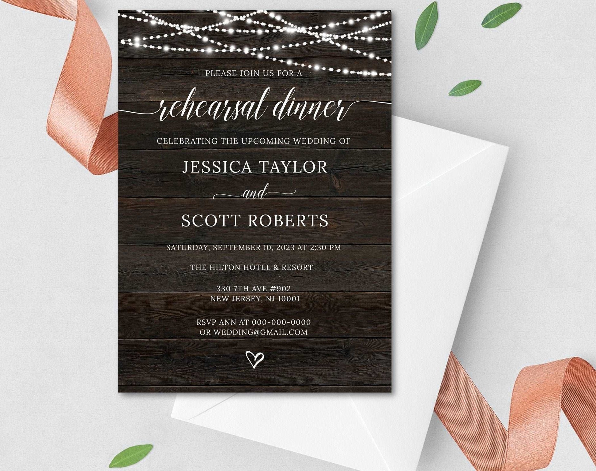 Rustic Wedding Rehearsal Dinner Invitation Template - Digital Doc Inc