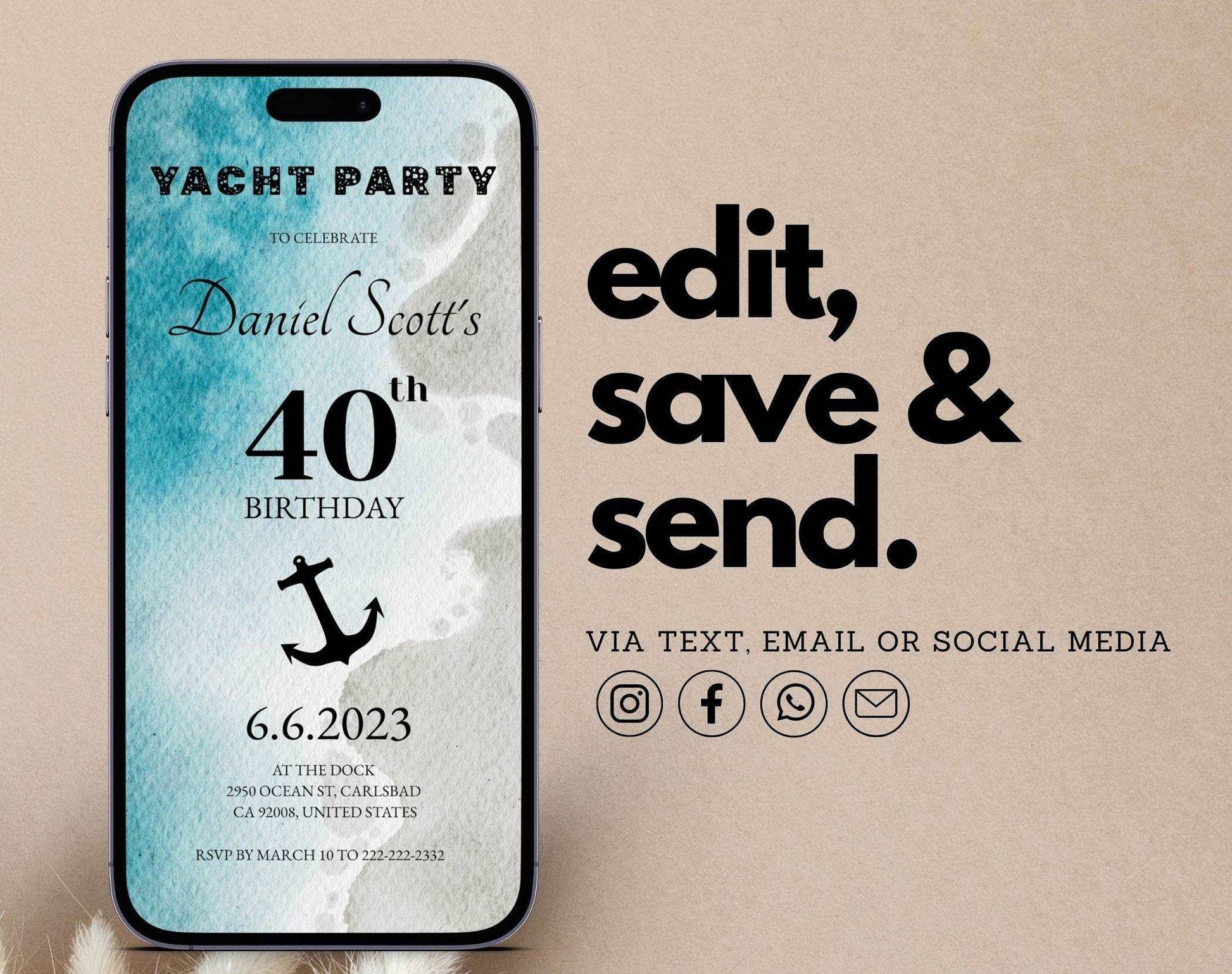 Beach theme party invitation - Digital Doc Inc