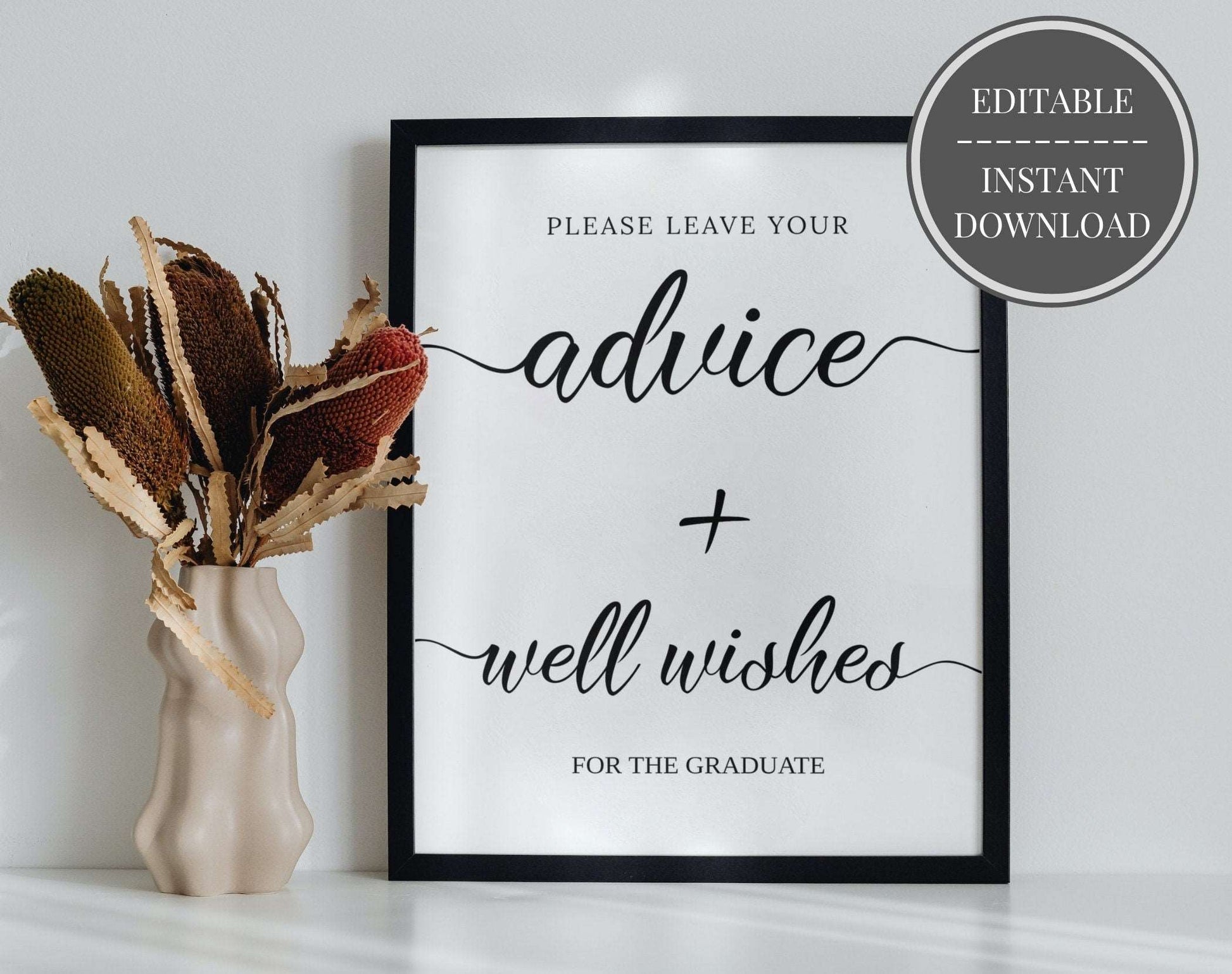 Graduation Advice for the Graduate Printable Editable Party Sign Template