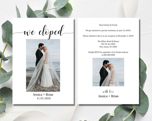 We Eloped Modern Wedding Announcement - Digital Doc Inc