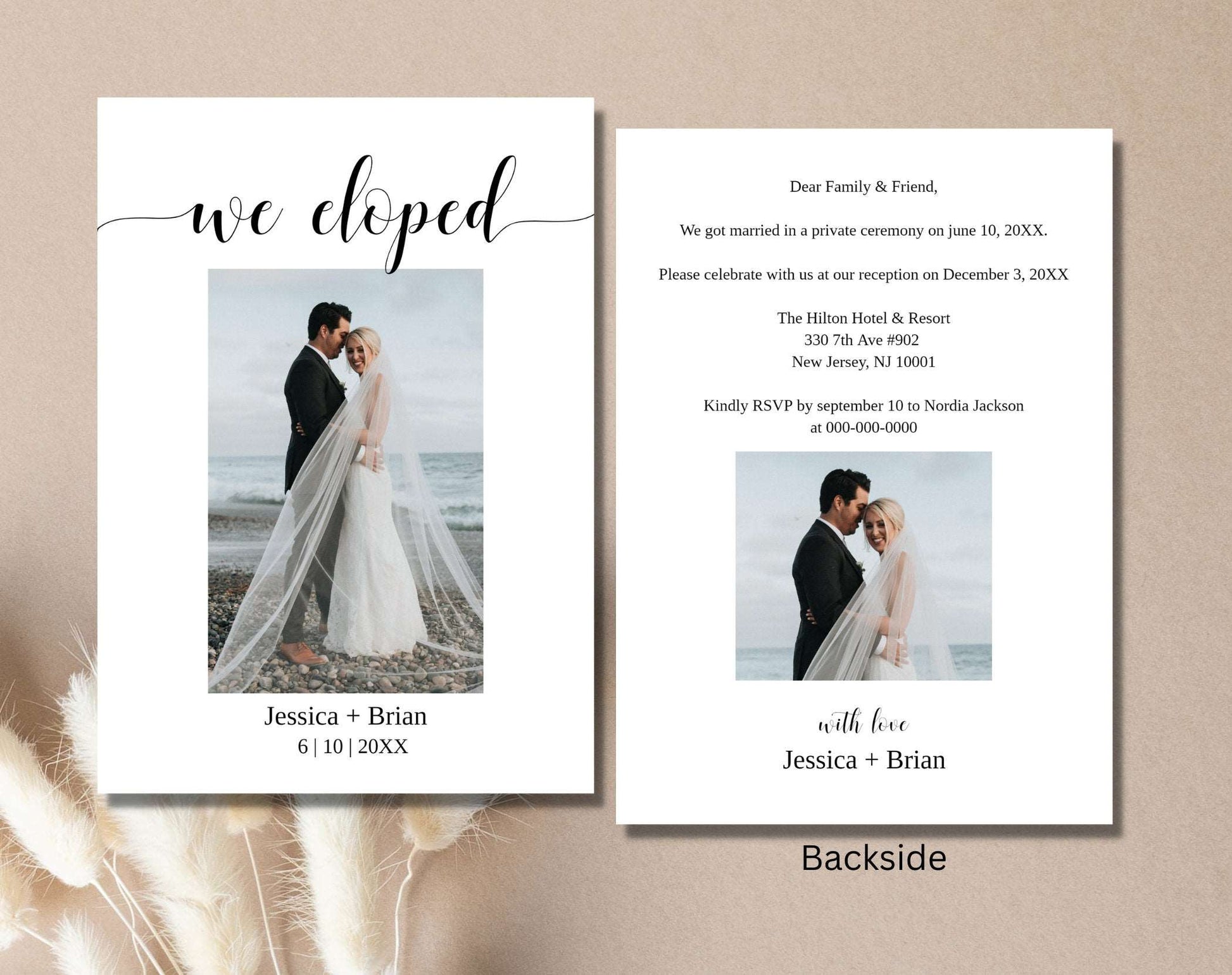 We Eloped Modern Wedding Announcement - Digital Doc Inc