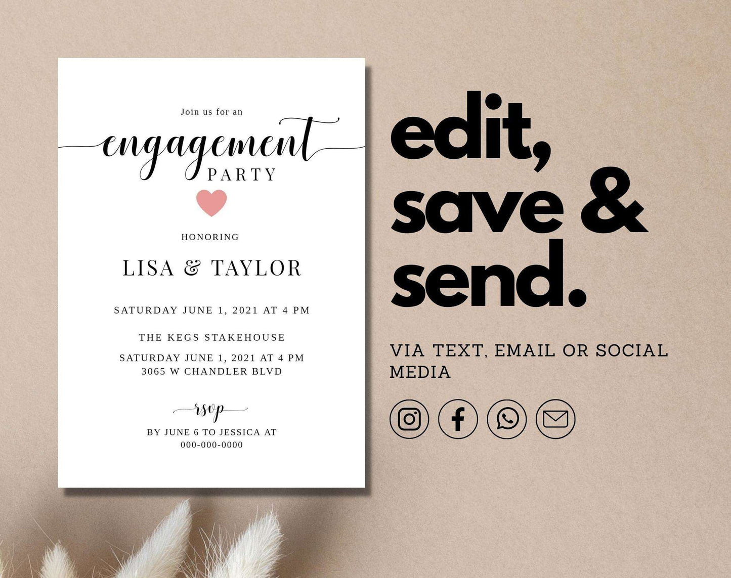 Elegant Engagement Party Invitation - Digital Doc Inc