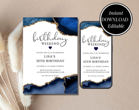 Blue birthday invitation template - Digital Doc Inc