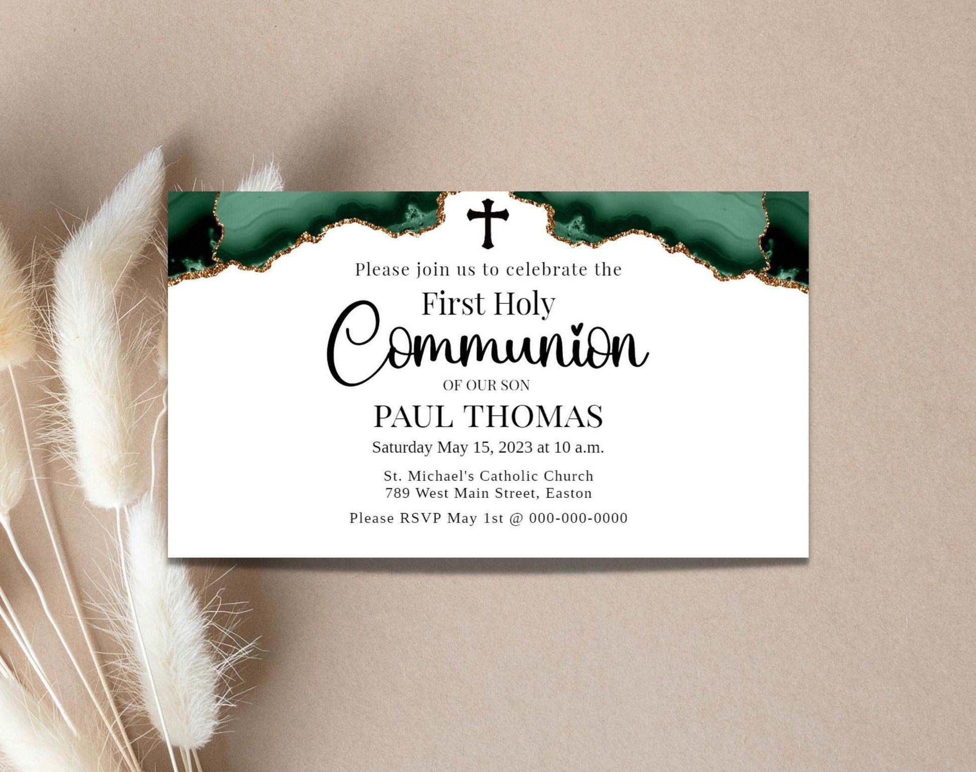 First Holy Communion Invite Card Instant Download Editable