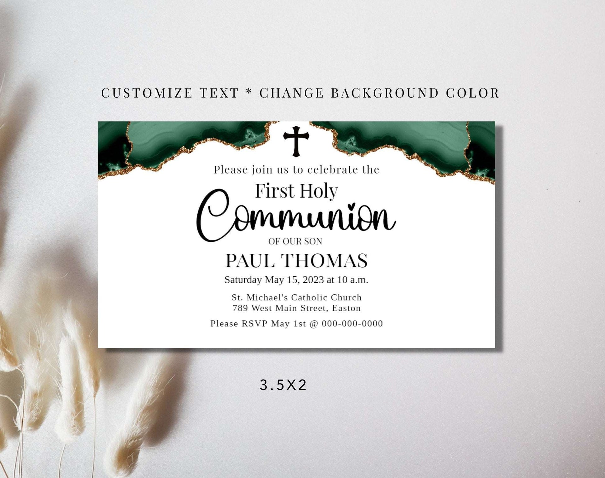 First Holy Communion Invite Card Instant Download Editable