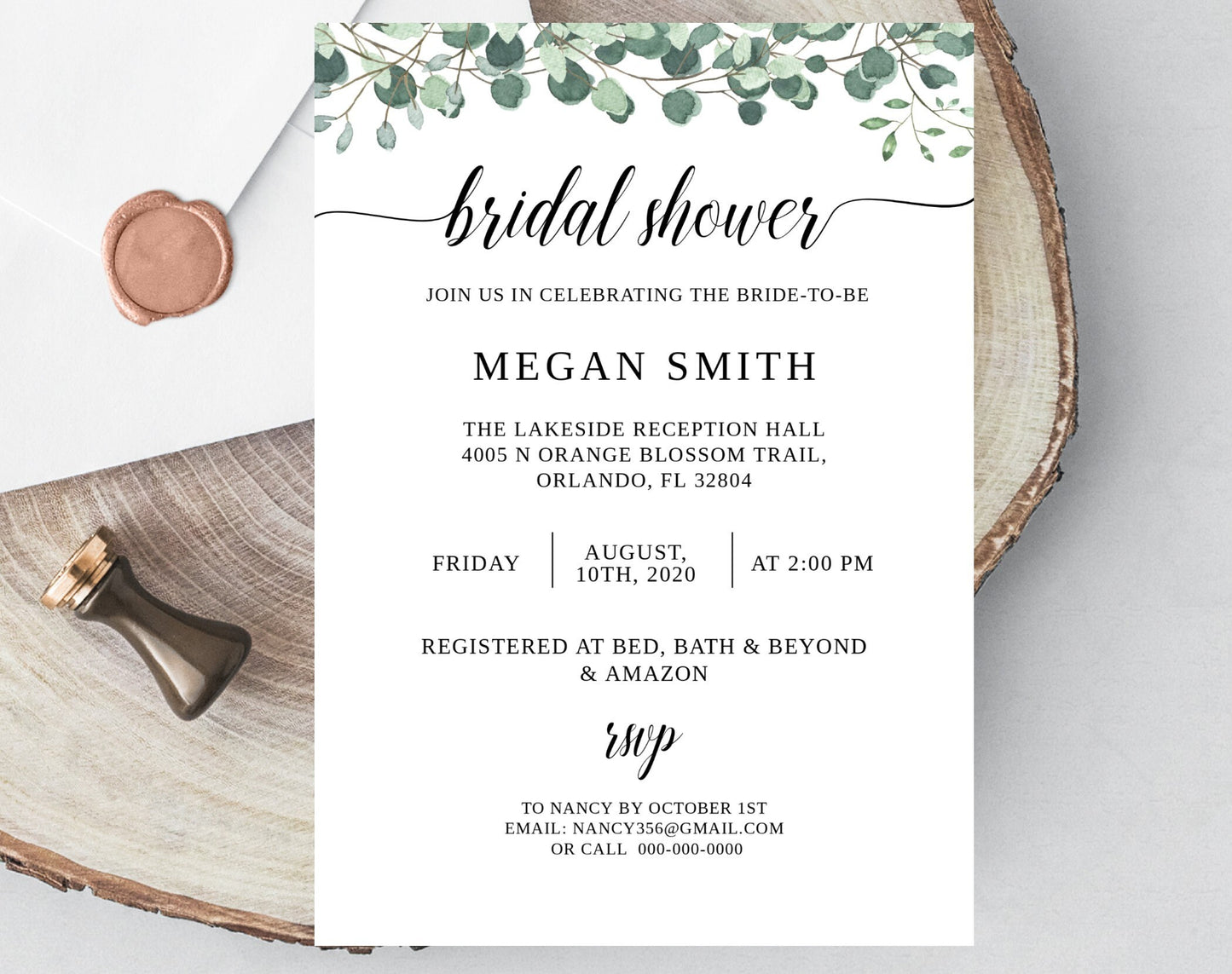 Eucalyptus Bridal Shower Invitation