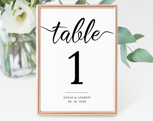 Wedding Table Number Template - Digital Doc Inc