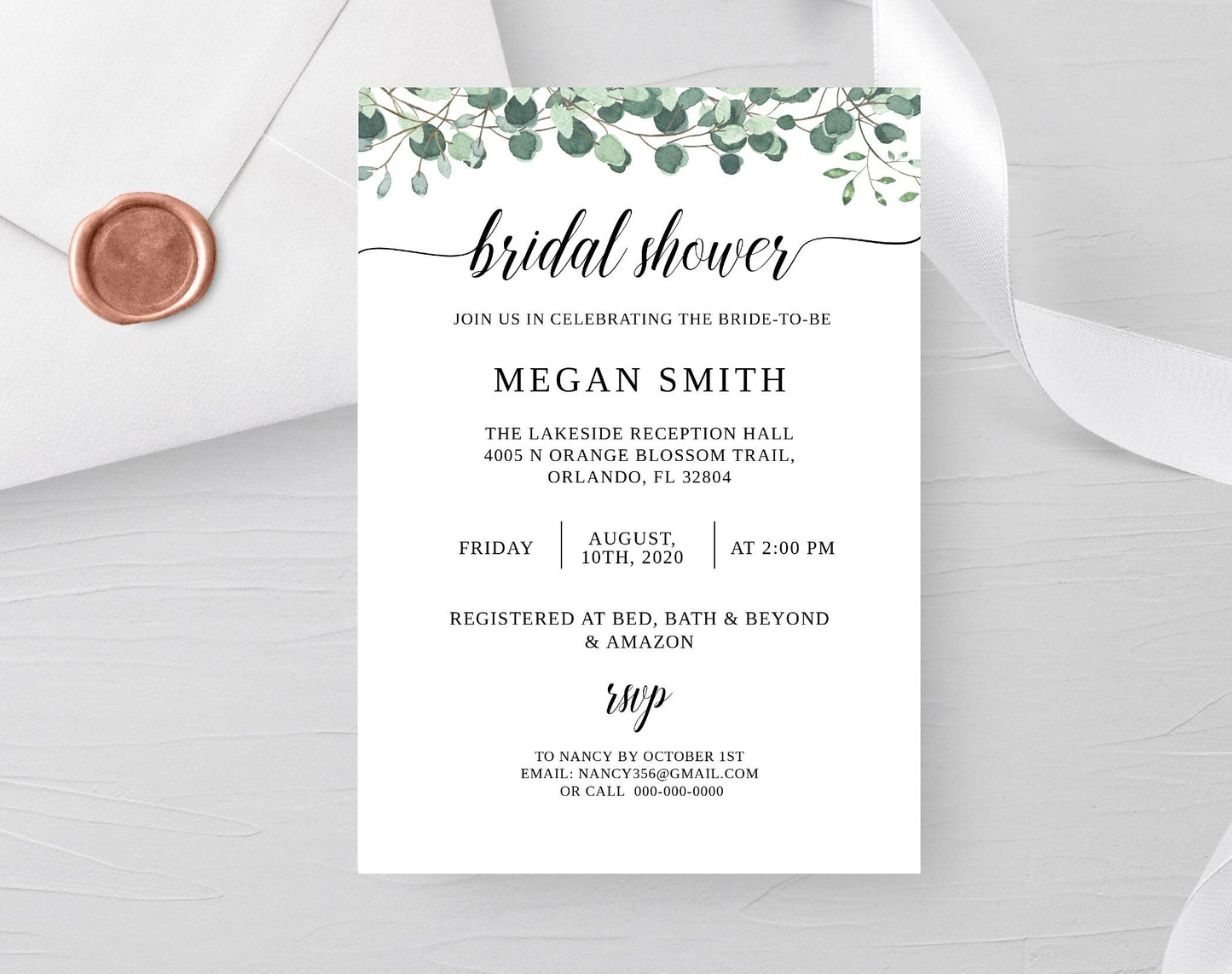 Eucalyptus Bridal Shower Invitation