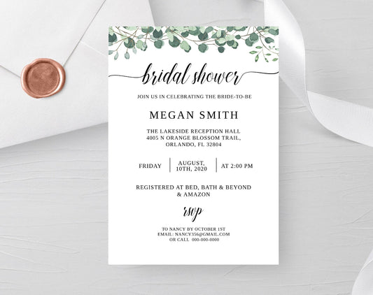 Eucalyptus Bridal Shower Invitation