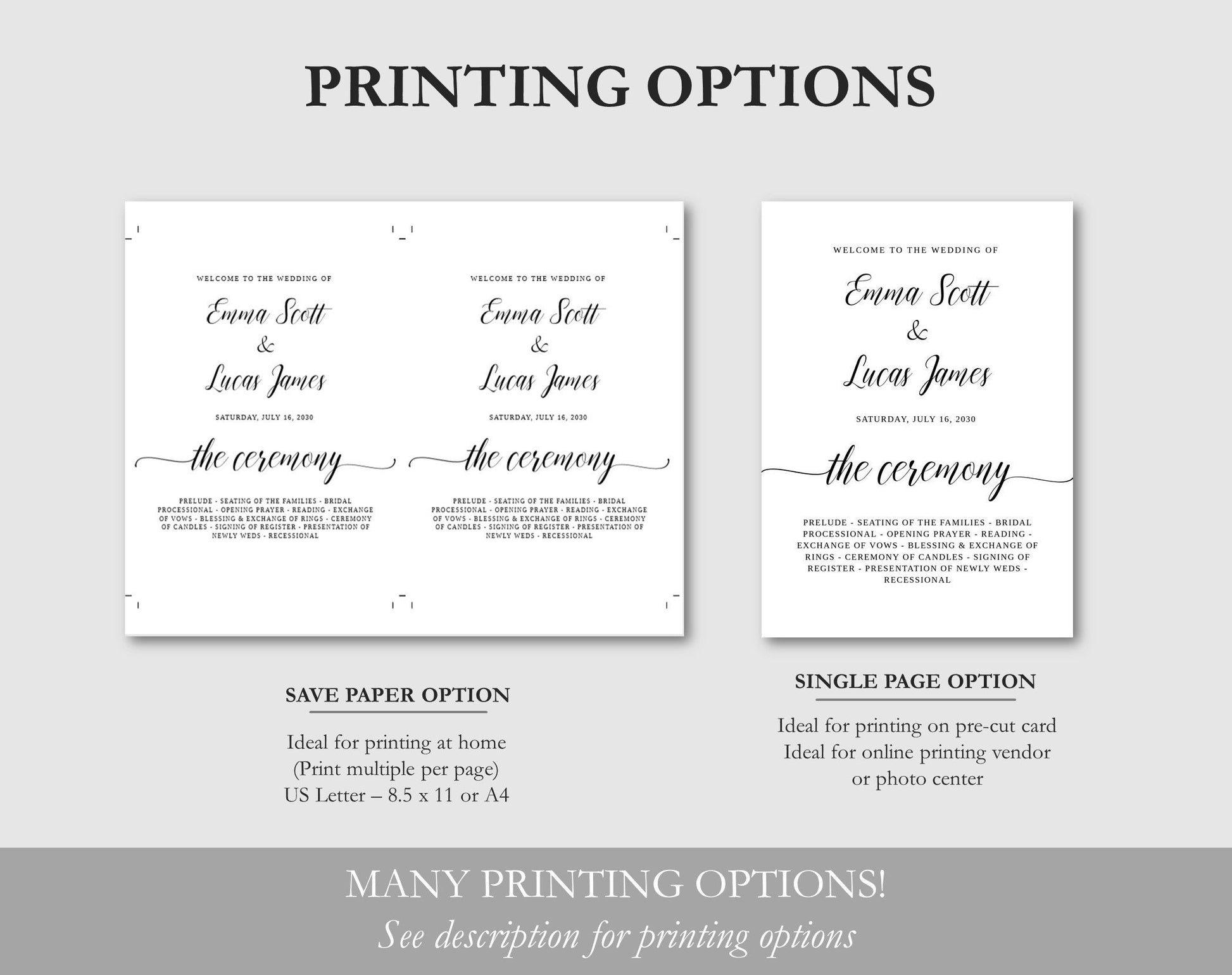 Wedding Program Template Printable - Digital Doc Inc