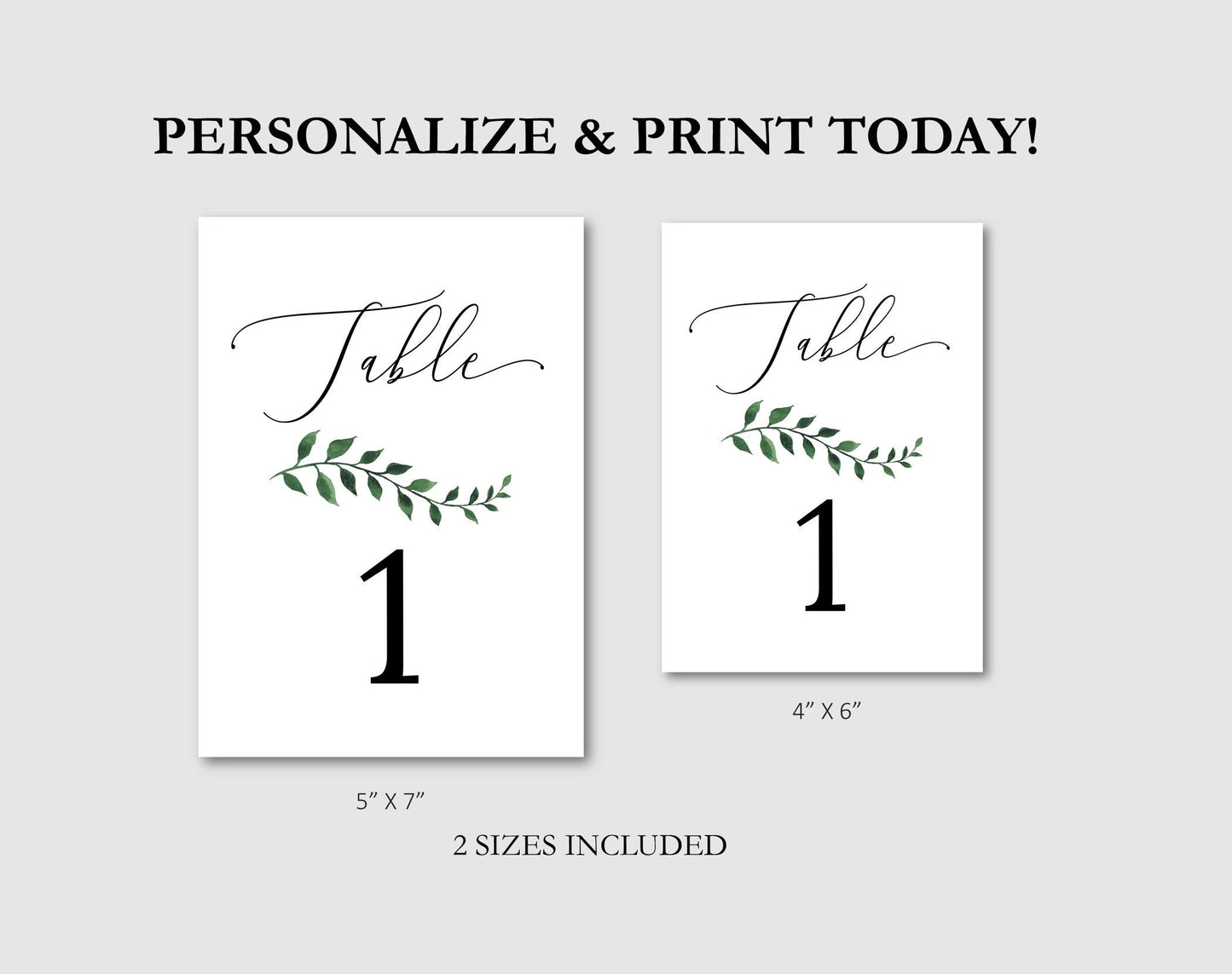 Table Numbers Template