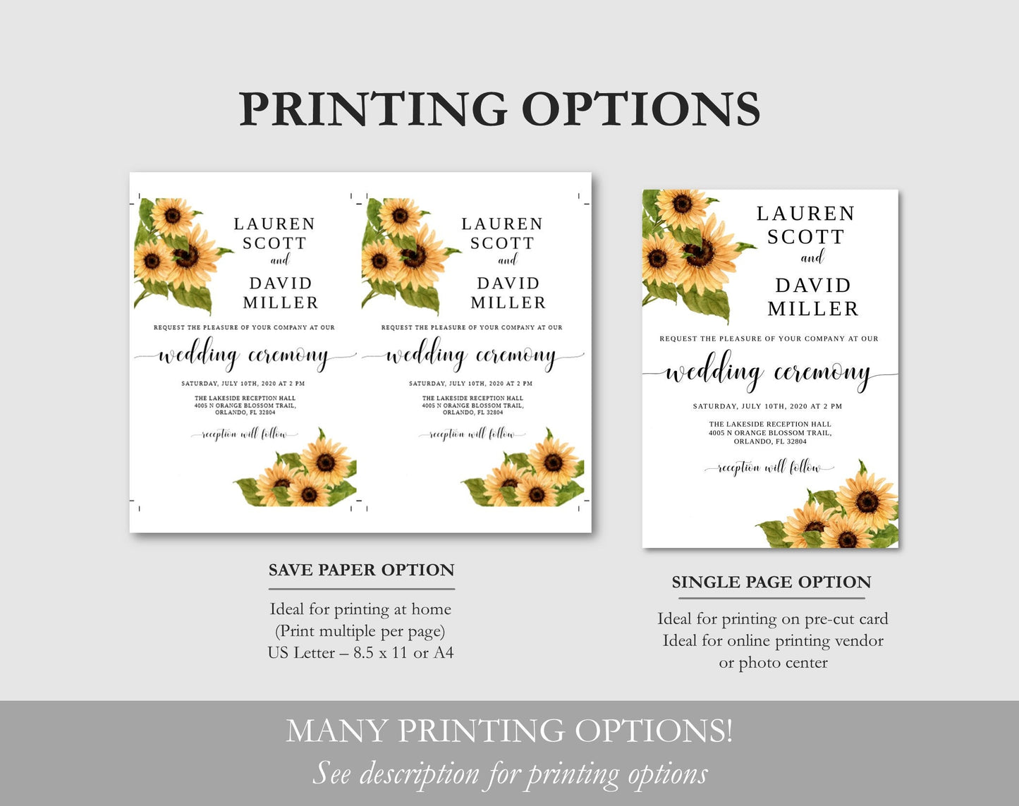 Sunflower Wedding Invitation