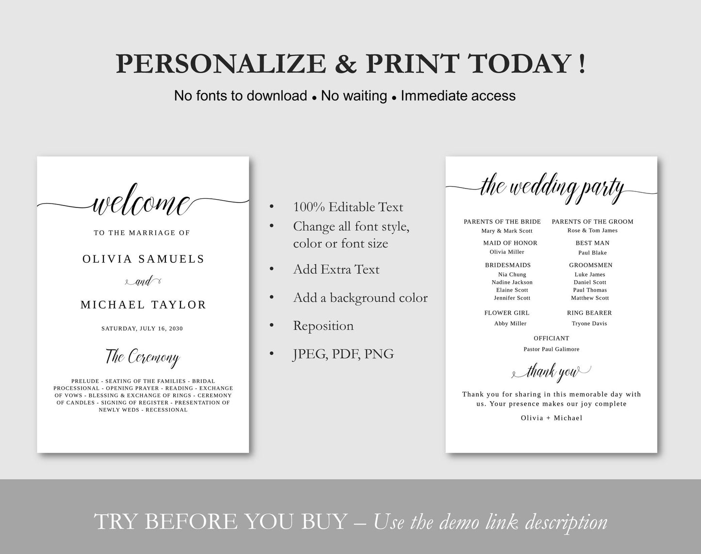 Wedding Program Template - Digital Doc Inc