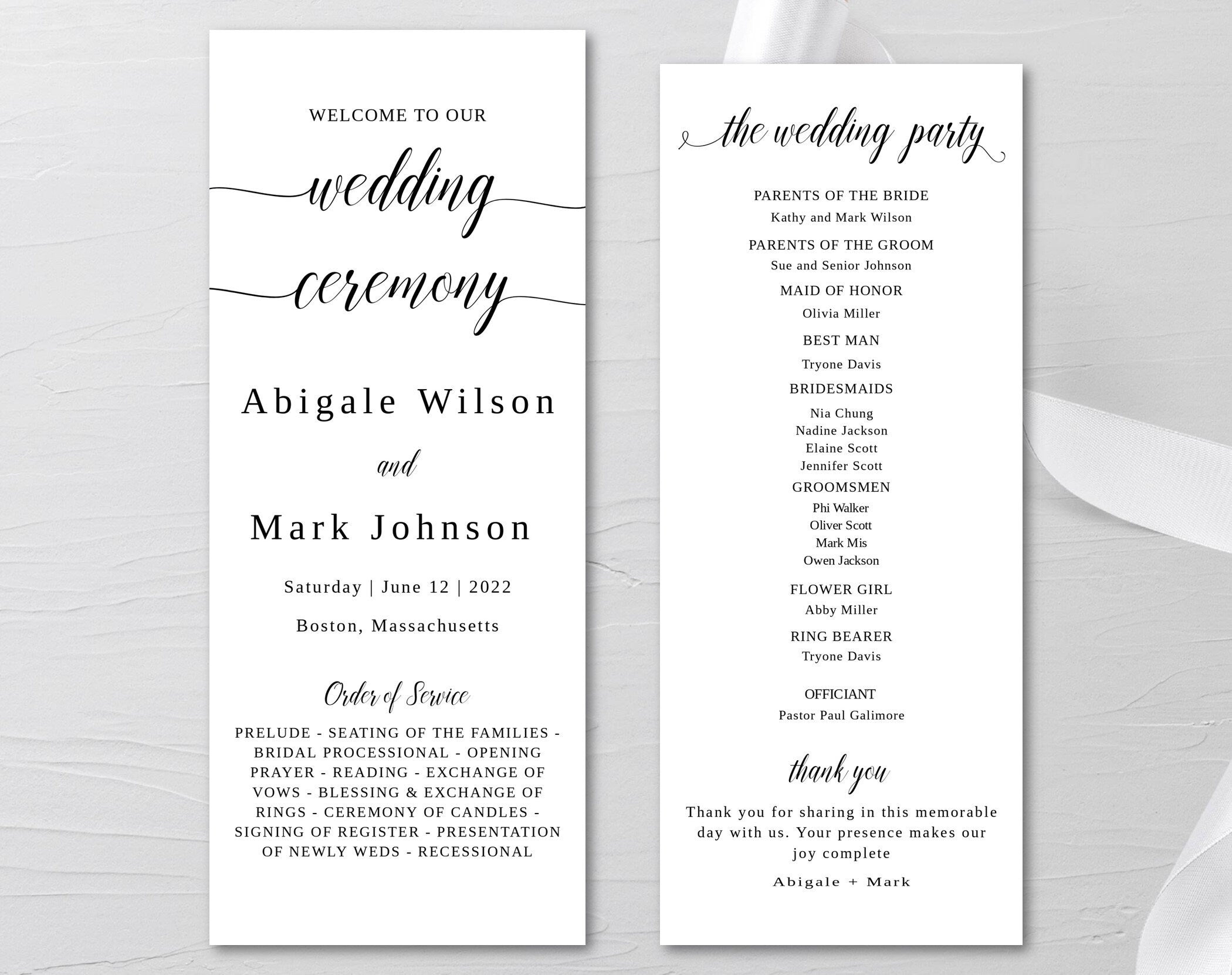 Wedding Ceremony Program – Digital Doc Inc