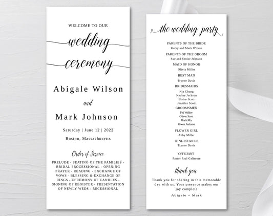 Wedding Ceremony Program