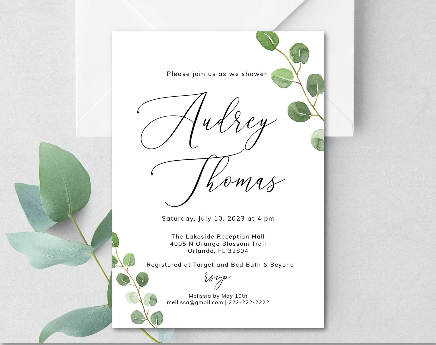 Bridal Shower Invitation with Eucalyptus