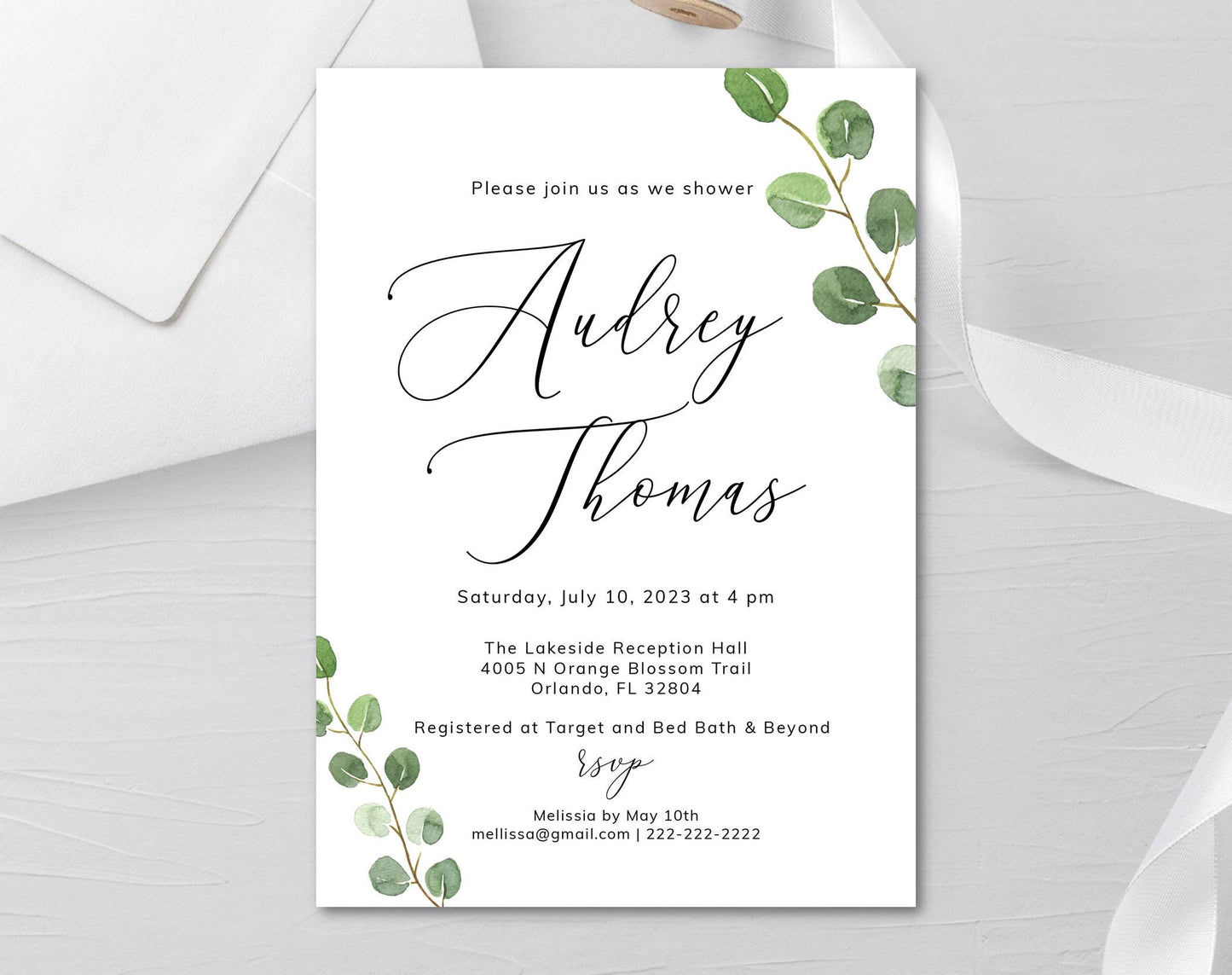 Bridal Shower Invitation with Eucalyptus