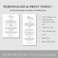 Wedding Menu Template Digital Download - Digital Doc Inc