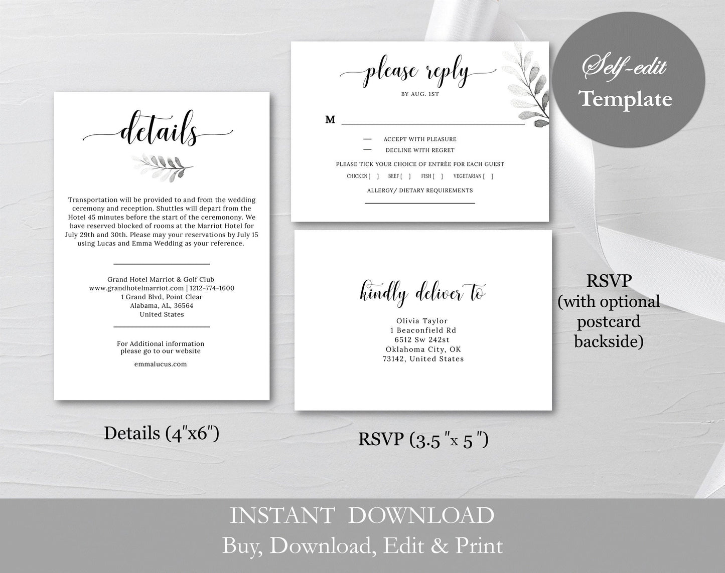 Wedding Invite and RSVP Card