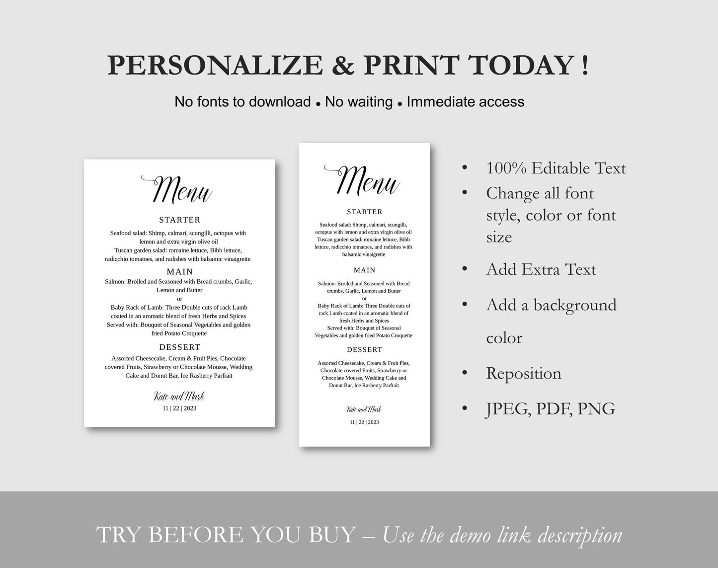 Menu Template - Digital Doc Inc