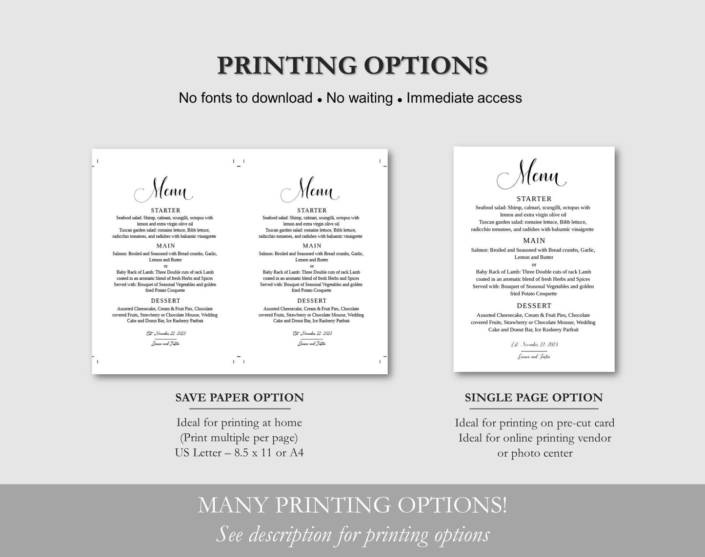 Wedding Menu Template - Digital Doc Inc