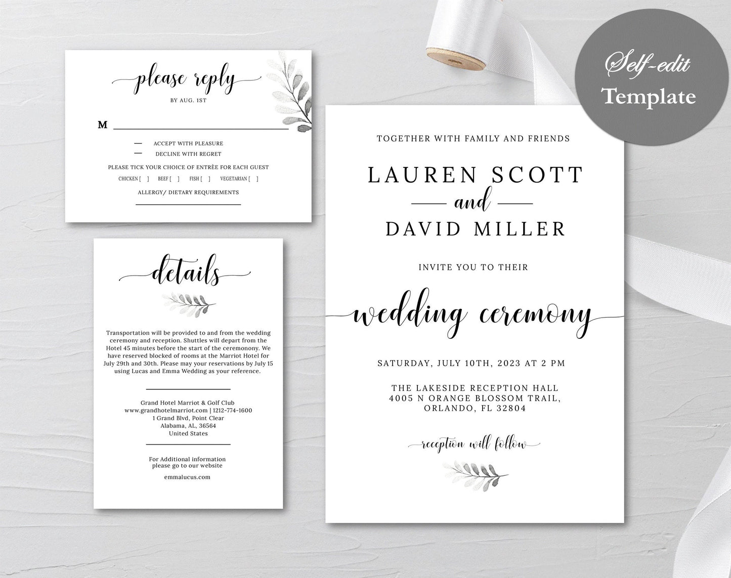 Wedding Invite and RSVP Card