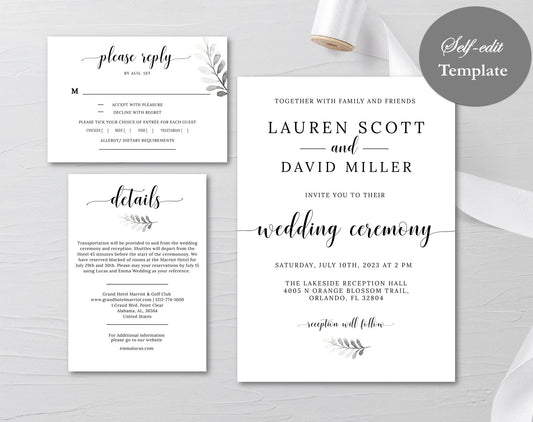 Wedding Invite and RSVP Card