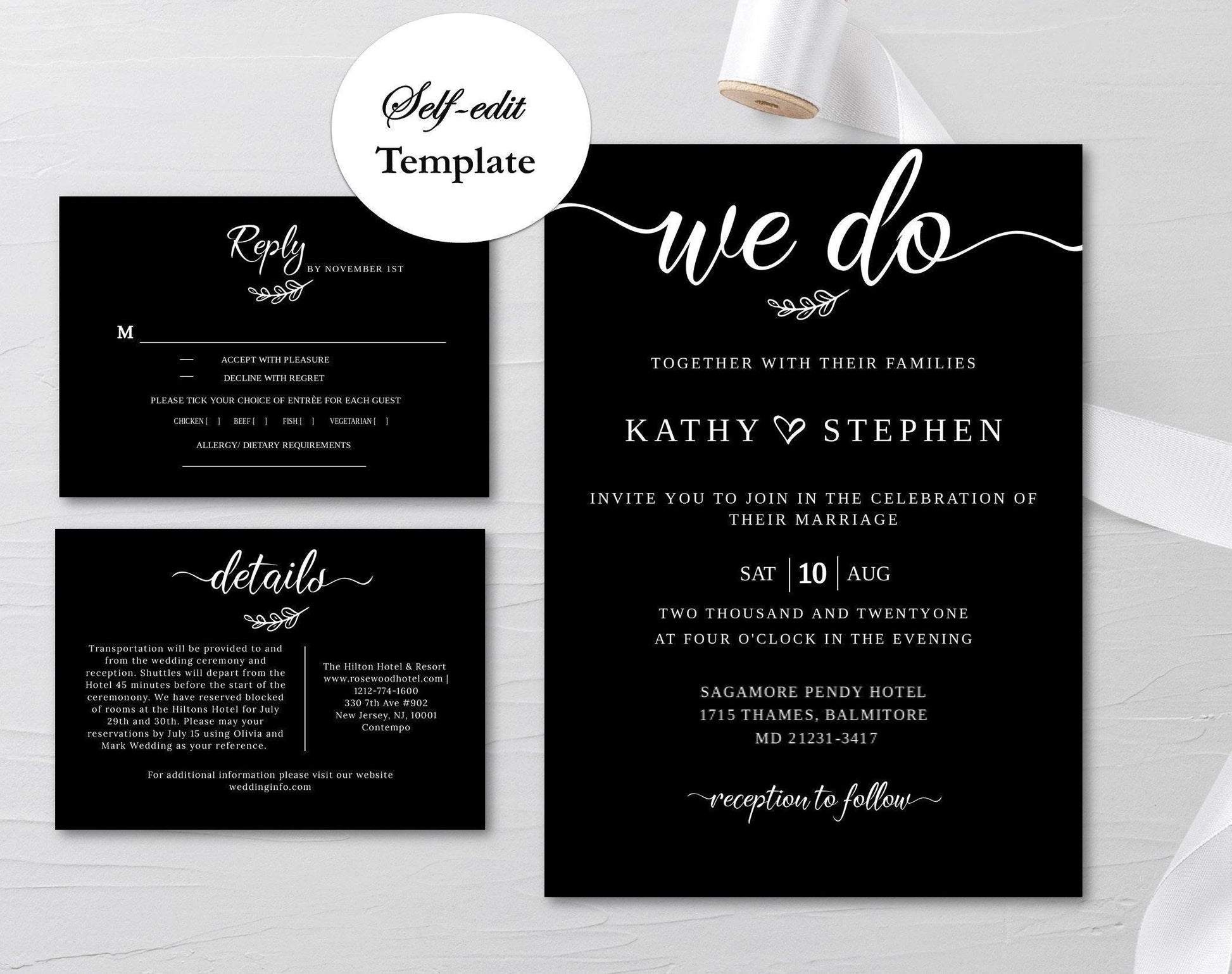 Dark and Moody Wedding Invitation - Digital Doc Inc