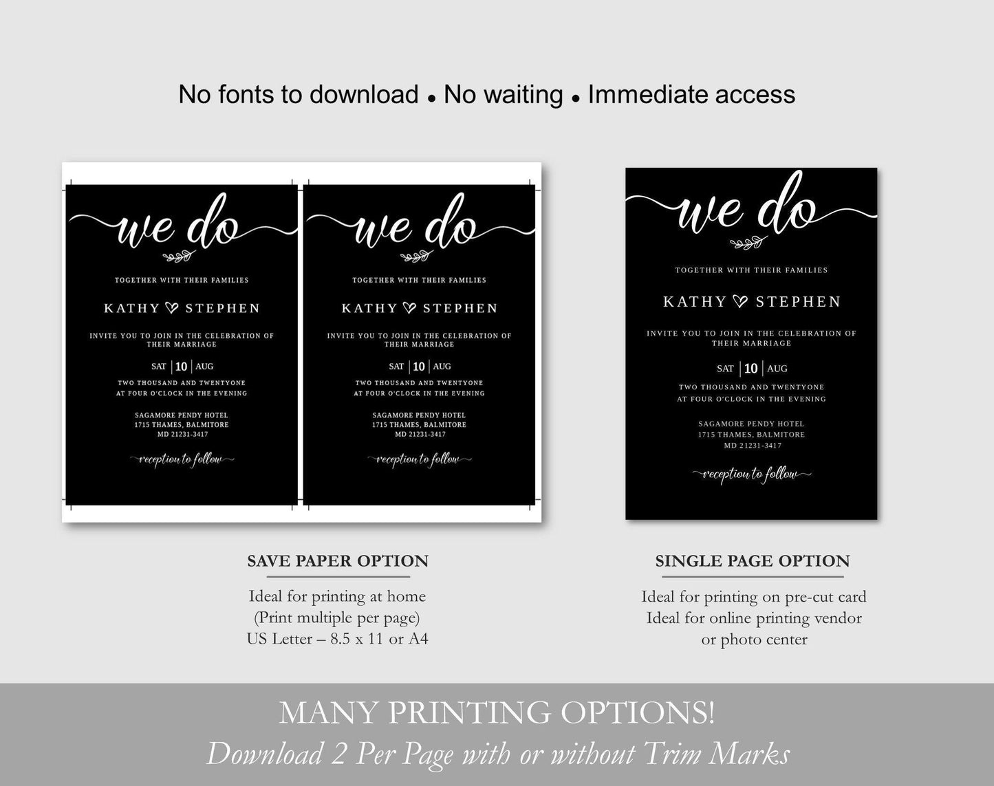 Dark and Moody Wedding Invitation - Digital Doc Inc