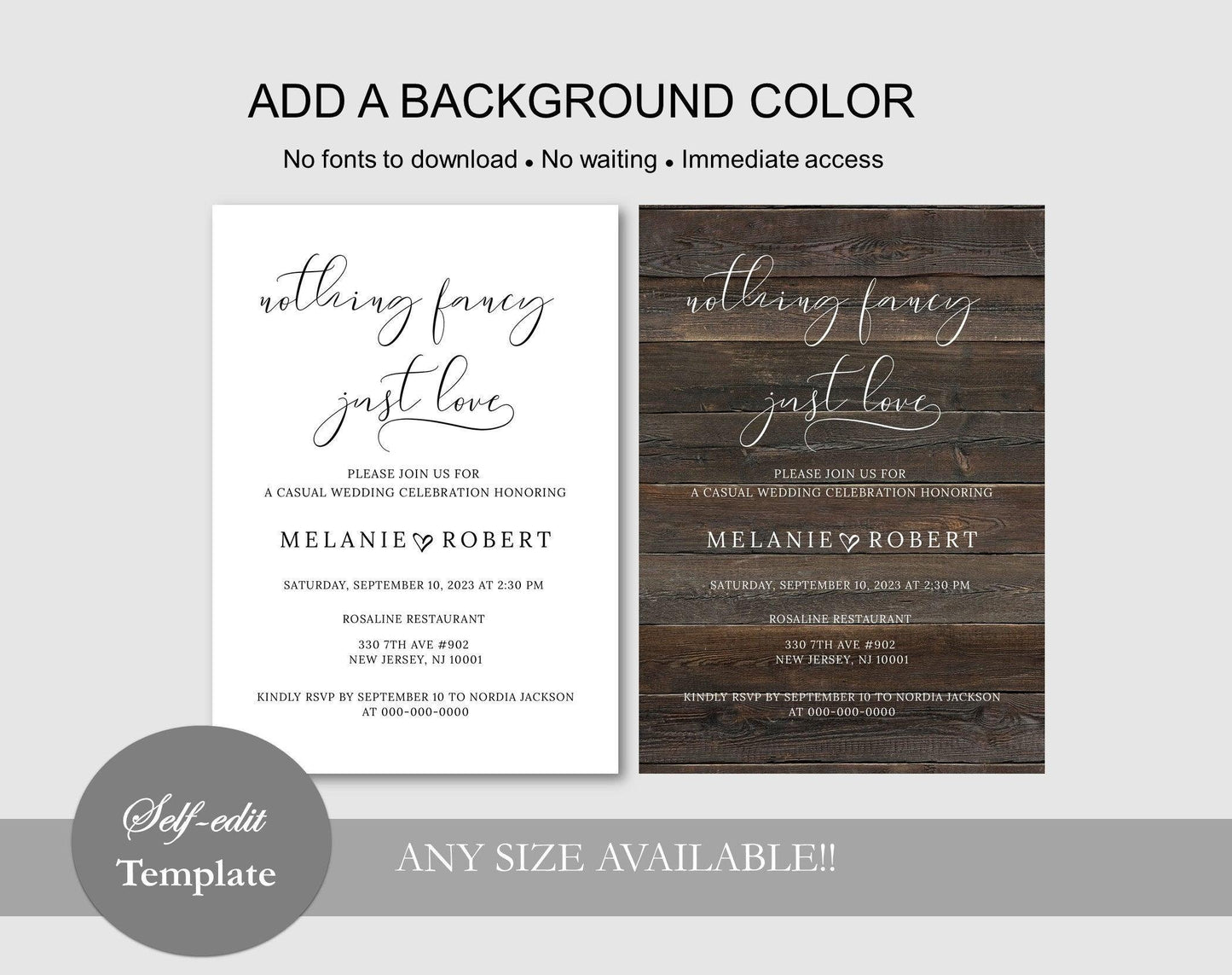 Nothing Fancy Just Love Wedding Invitation - Digital Doc Inc