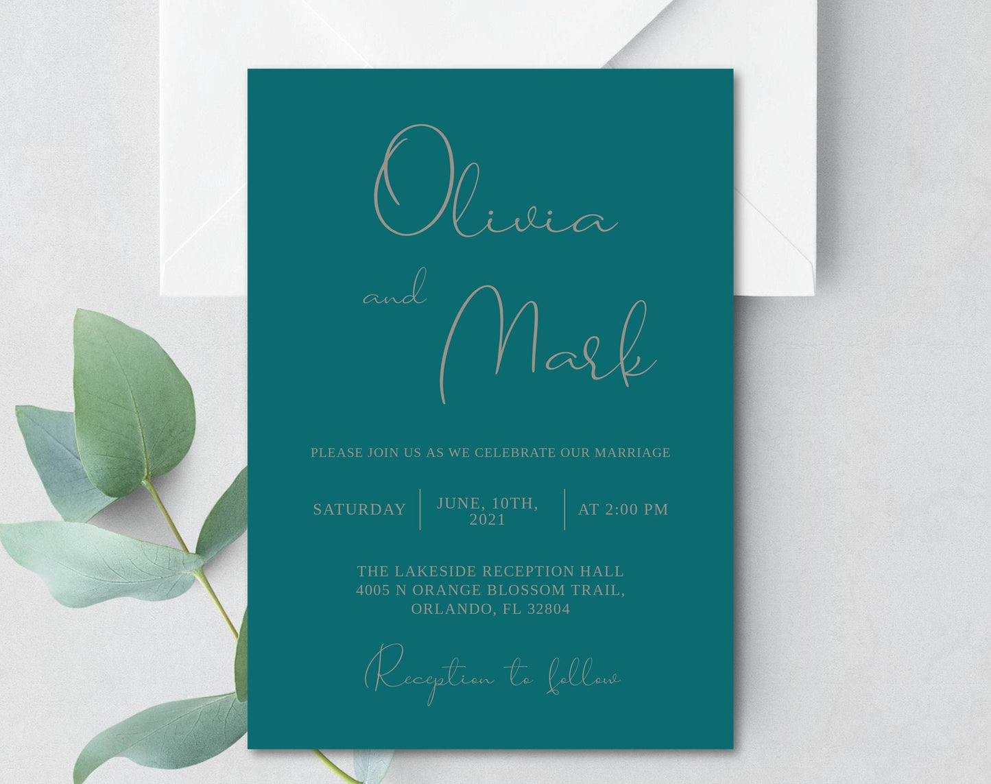 Teal and Silver Wedding Invitation