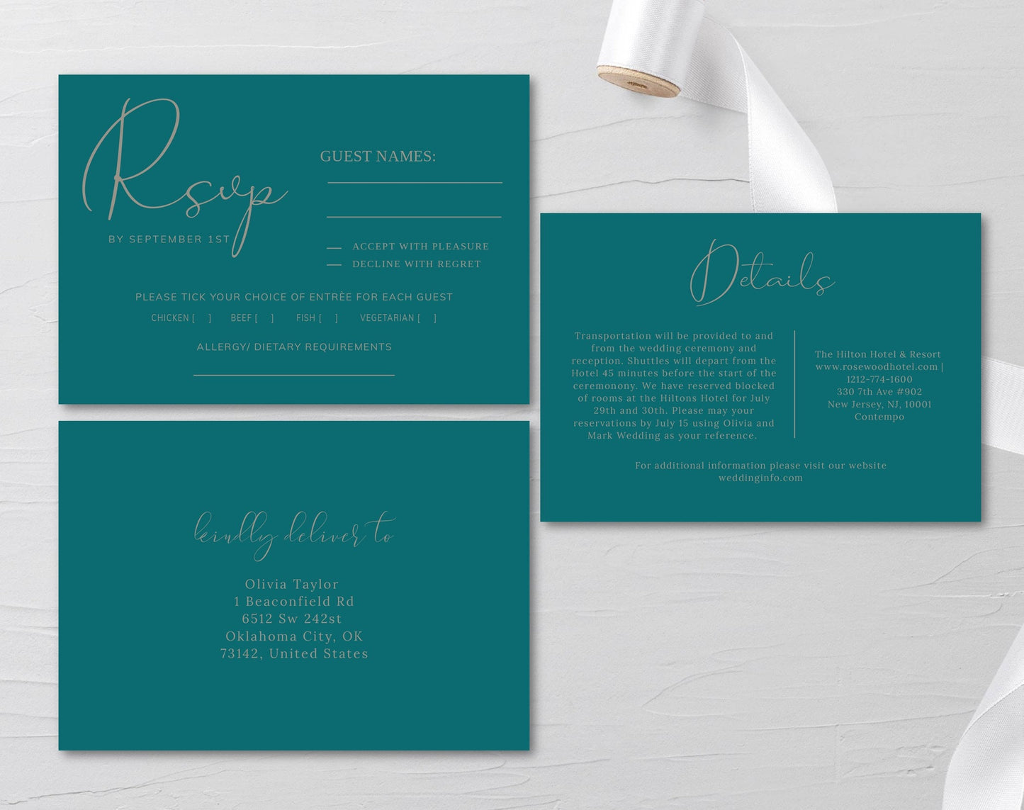 Teal and Silver Wedding Invitation