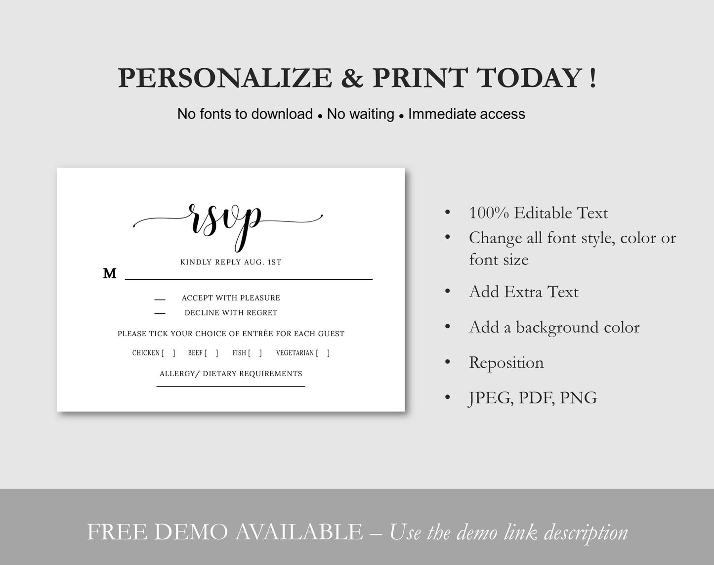 RSVP Card Template for Wedding - Digital Doc Inc