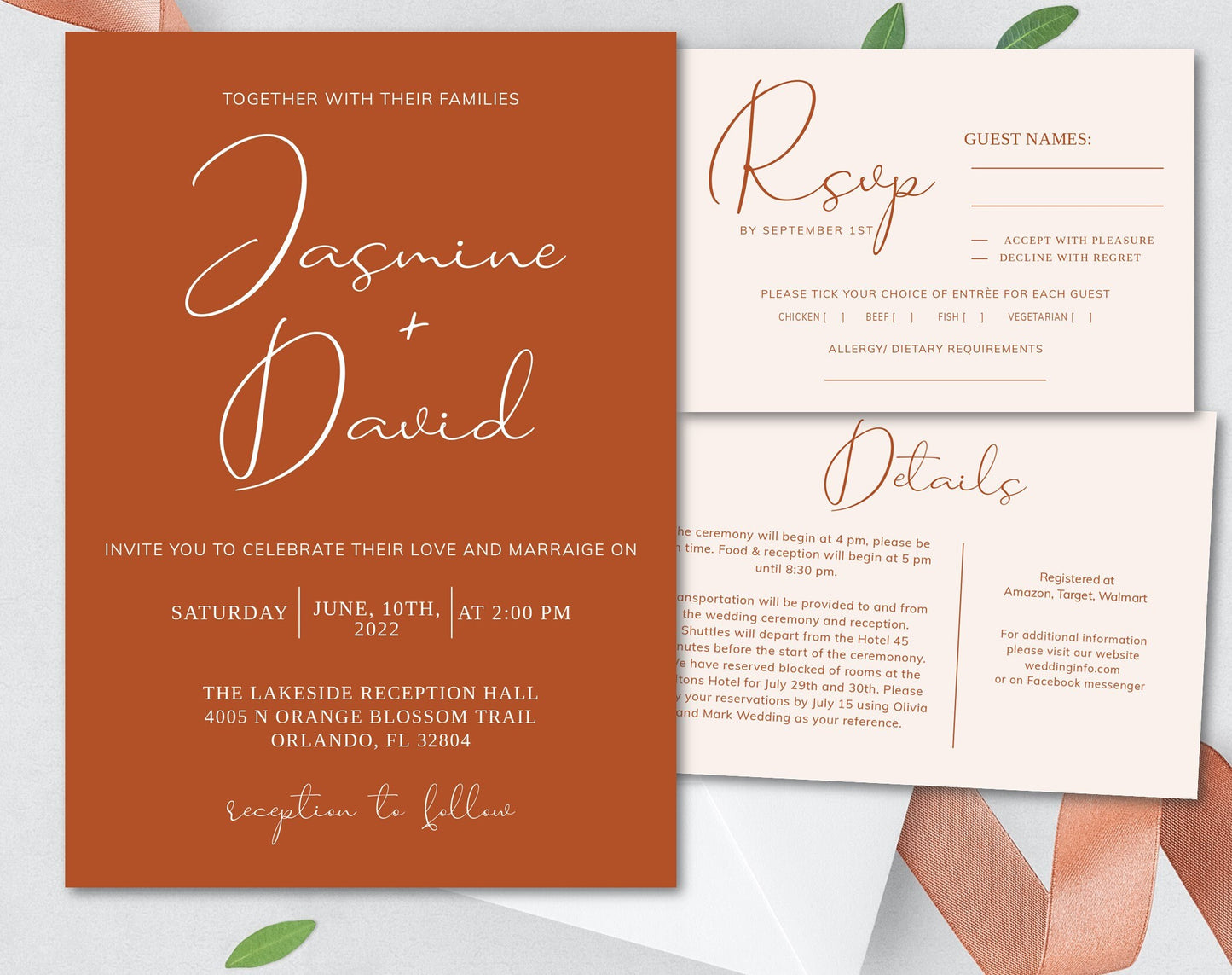 Terracotta Wedding Invitation