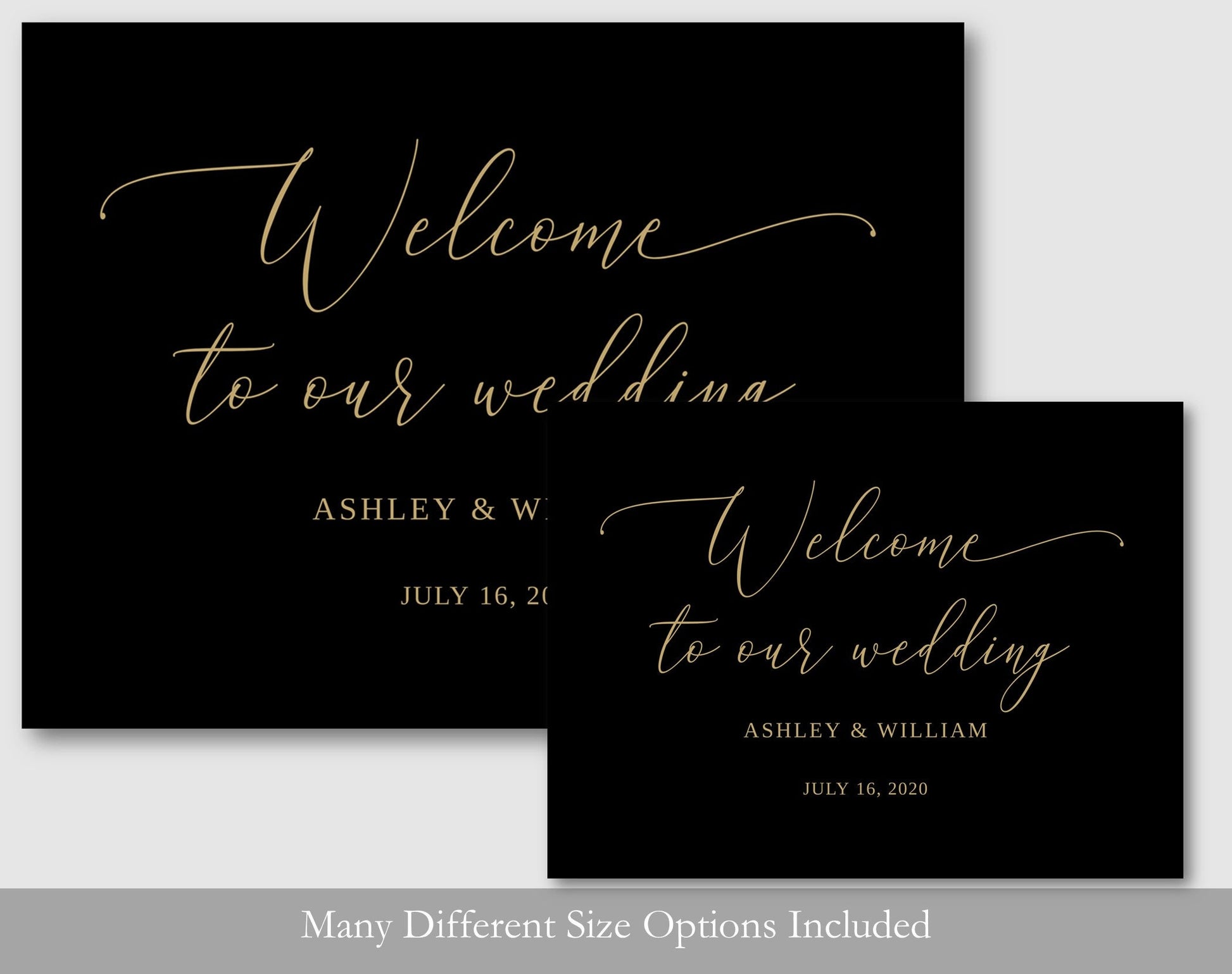 Gold & Black Wedding Welcome Sign - Digital Doc Inc