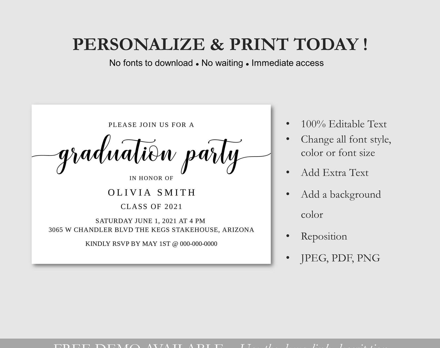 Modern Graduation Invitation Template - Digital Doc Inc