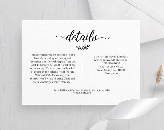 Wedding Details Card