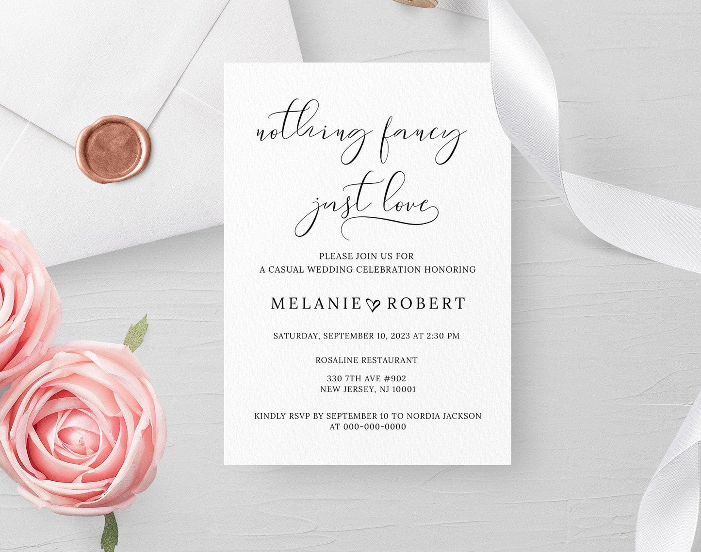 Nothing Fancy Just Love Wedding Invitation - Digital Doc Inc