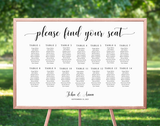 Wedding Seating Chart Template - Digital Doc Inc